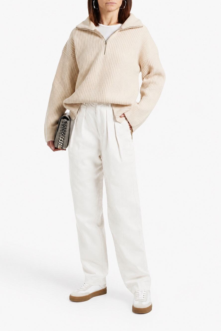 Alex Mill Keaton Double Pleat Pant in Twill – Light Bone – Size 8 – NWT